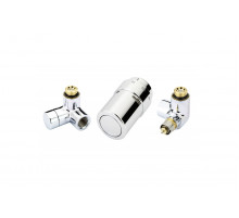 Комплект для радиатора Danfoss 013G4004 RAX/RA-URX/RLV-X жид/нап Ду 15 Ру10 термостатический угловой трёхосевой клипс RTR (RA) 8-28oC лев хром глянцевый 013G4003
