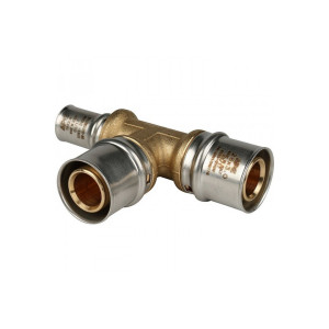 Тройник переходной 26х26х16 для металлопластиковых труб, прессовой Stout SFP-0005-262616