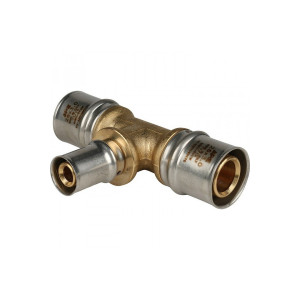 Тройник переходной 26х16х26 для металлопластиковых труб, прессовой Stout SFP-0005-261626